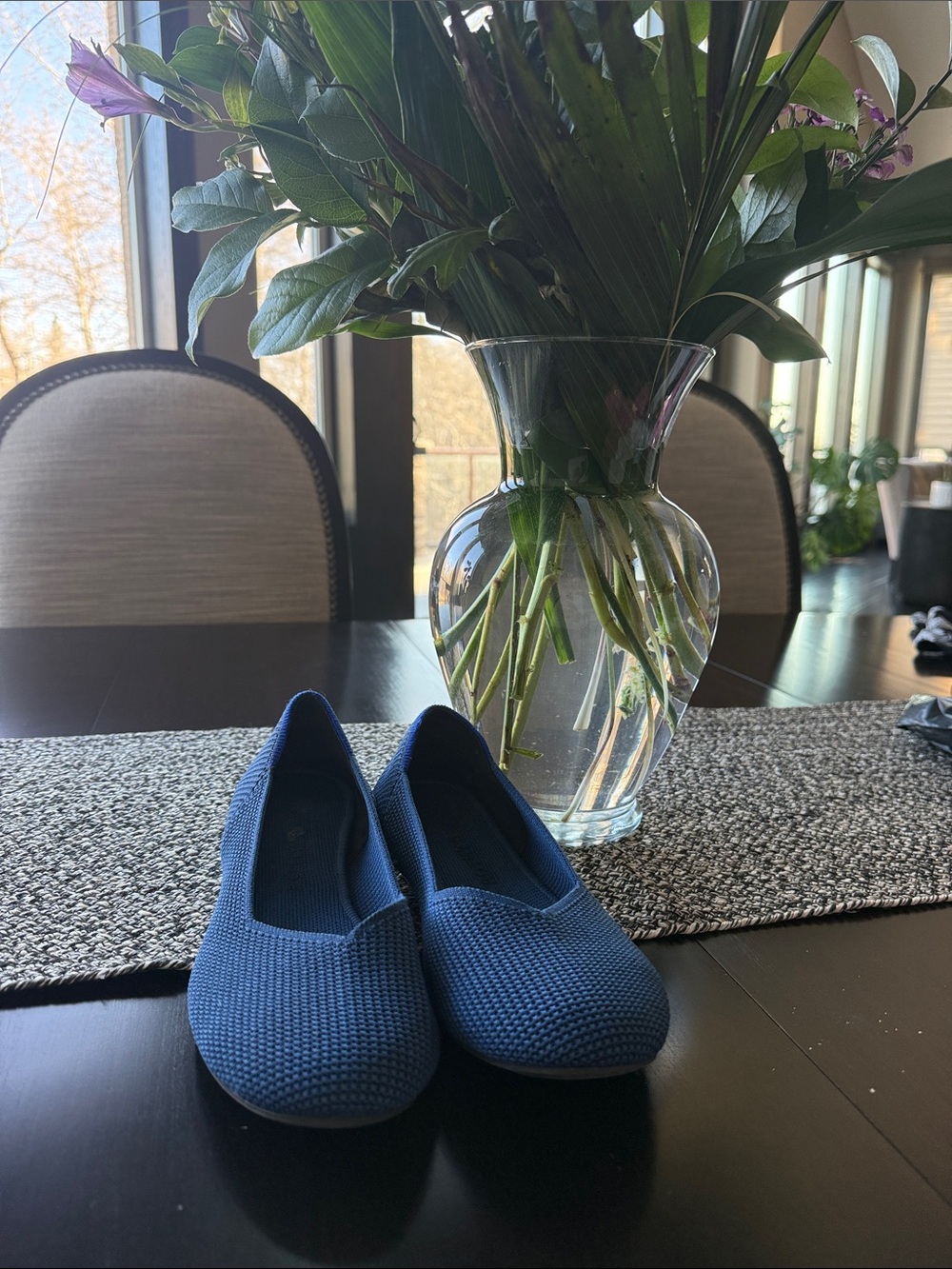 Women’s Blue Knit Slip-On Flats